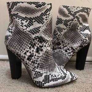 Snake print booties